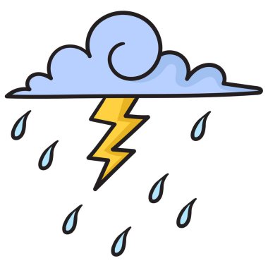 Yağmurlu bir iklimde bulutlu bir ikon, doodle kawaii. karalama simgesi resmi