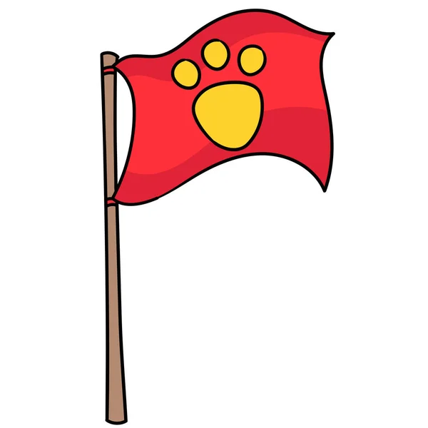 Bandiera Della Bestia Doodle Kawaii Immagine Icona Scarabocchiare — Vettoriale Stock
