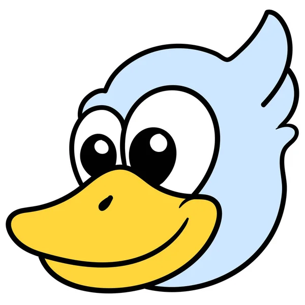 Glücklich Lächelnde Entenkopf Emoticon Doodle Symbol Bild — Stockvektor