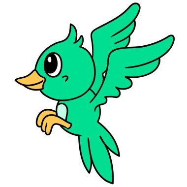 Masal dünyasındaki yeşil muhabbet kuşu efsanesi, karalama ikonu resmi