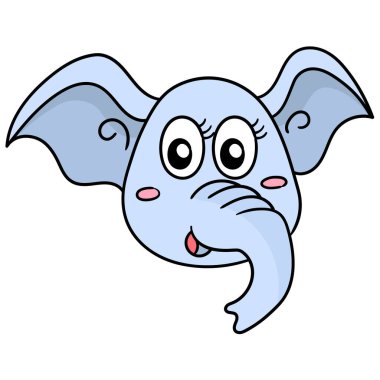 Motikon fili kafalı kadın gülüyor. Şirin, karalama ikonu resmi.