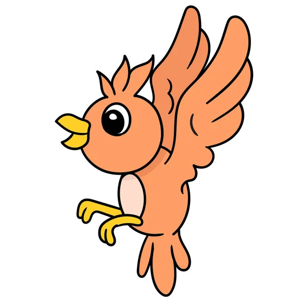 Etiqueta Desenho Animado Mascote Colorido Periquito Voador Imagem Ícone Doodle — Vetor de Stock