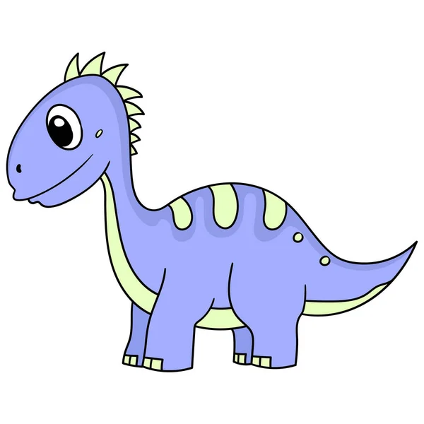 Niedlich Lächelnden Dinosaurier Kind Tier Doodle Symbolbild — Stockvektor