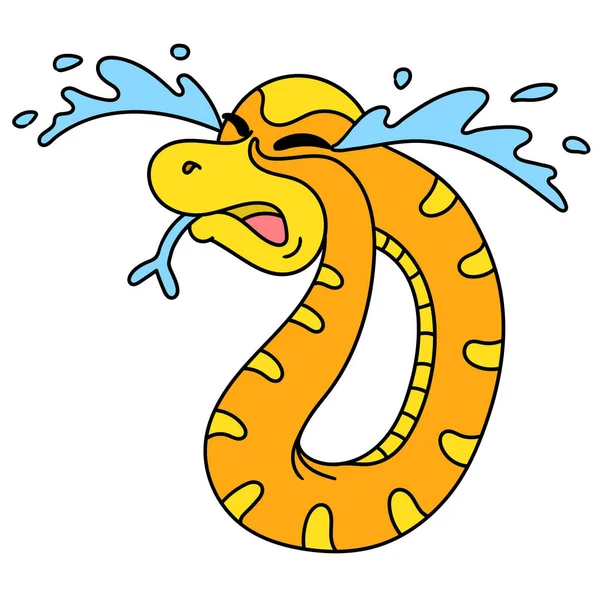 Animal Serpente Estava Chorando Tristeza Imagem Ícone Doodle — Vetor de Stock