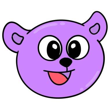 mor ayı kafası, mutlu gülüşler, karalama simgesi resmi