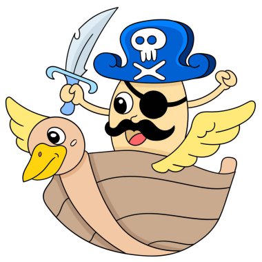 Gemide ya da teknede canavar bir korsan, karalama simgesi