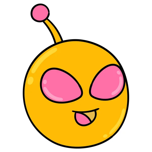 Cute Alien Head Creepy Face Doodle Icon Image — Stock Vector