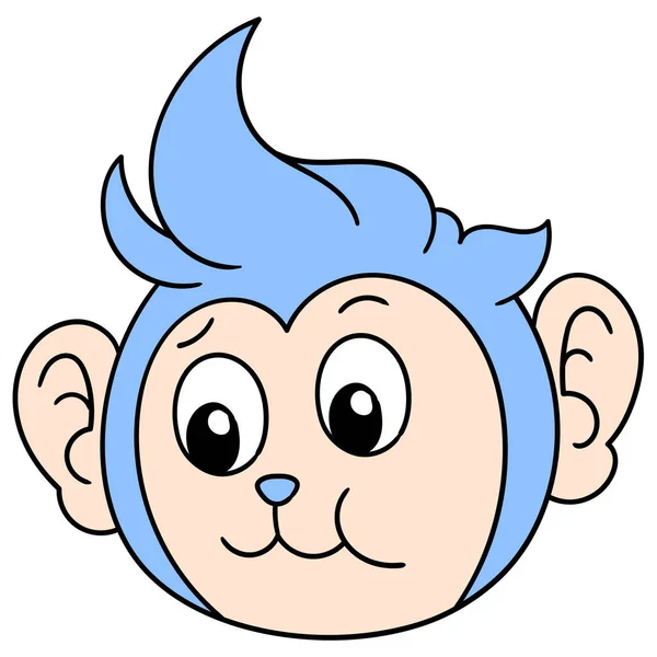 Monkey Head Animal Emoticon Doodle Icon Image — Stock Vector