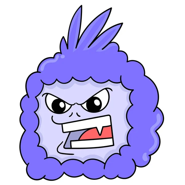 Monstro Cabeça Emoticon Com Rosto Irritado Gritando Imagem Ícone Doodle —  Vetores de Stock