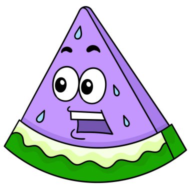 Yüzünde aval aval bakan bir karpuz kesiği, karalama simgesi resmi