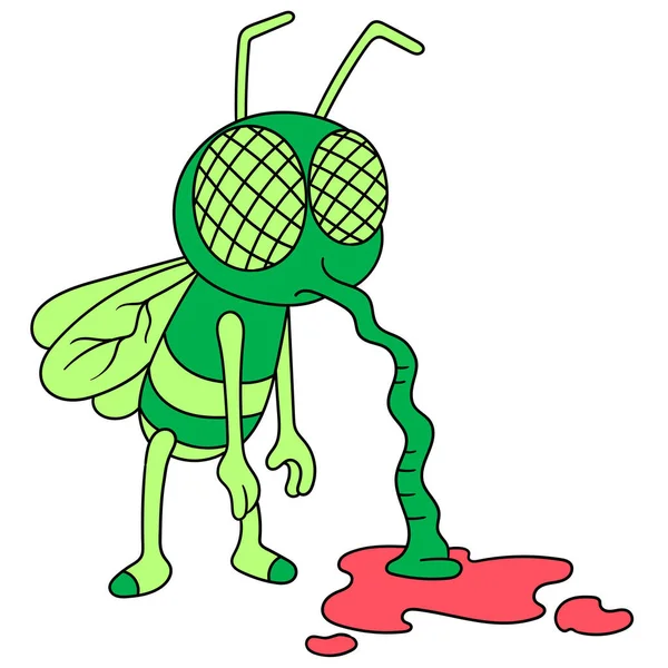 Mosquito Dos Desenhos Animados Sugando Sangue Imagem Ícone Doodle —  Vetores de Stock