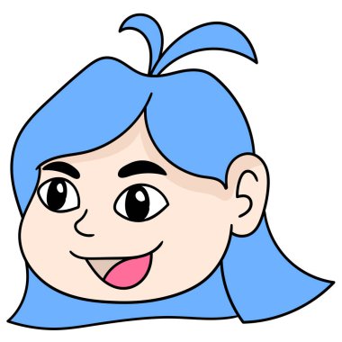 Gülümseyen yüzlü kadın kafası ifadesi, karalama simgesi görüntüsü