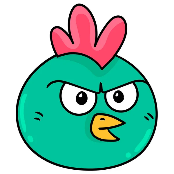 Rooster Head Emoticon Serious Face Doodle Icon Image Kawaii — Stock Vector