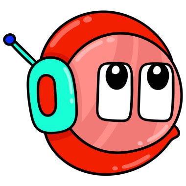 sofistike kırmızı robot kafası simgesi, doodle simgesi resmi kawaii