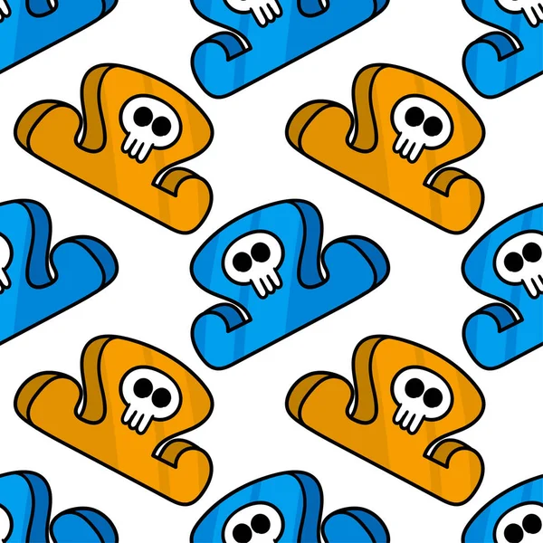 Piraten Hoed Patroon Naadloze Textiel Print Herhaling Patroon Achtergrond Ontwerp — Stockvector