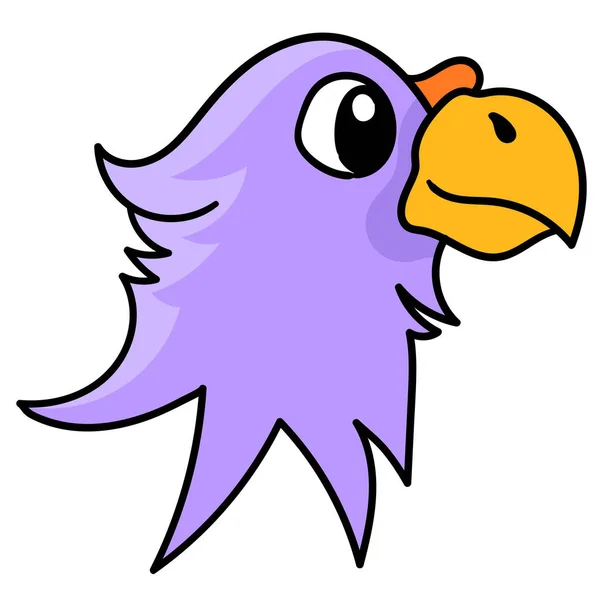 Eagle Head Emoticon Purple Doodle Icon Image Kawaii — Stock Vector
