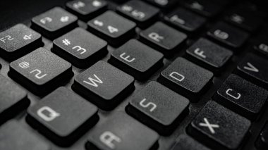 Zarif siyah klavye tuşları. makro fotoşopu kapat 