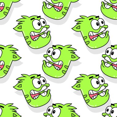 Komik canavarlar kusursuz tekstil izlerine şaşırdılar. tekrarlanan kalıp arkaplan tasarımı