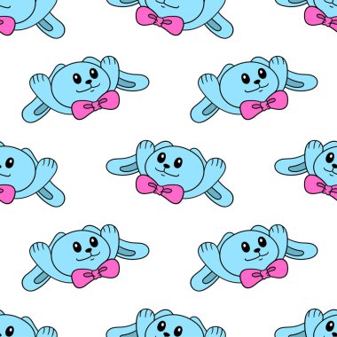 Mutlu tavşan desensiz tekstil baskısı. tekrarlanan kalıp arkaplan tasarımı