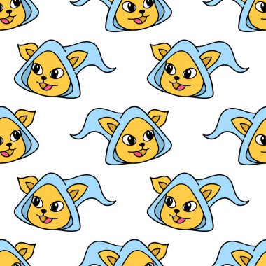Tebessüm kedisi kaputu kusursuz tekstil izi. tekrarlanan kalıp arkaplan tasarımı