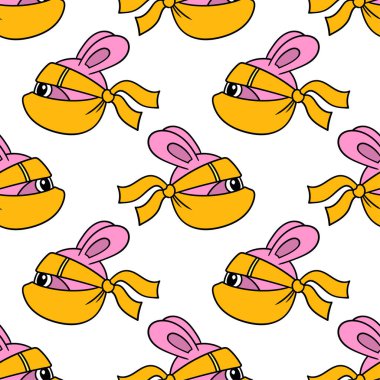 Tavşan ninja kafası kusursuz tekstil izi. tekrarlanan kalıp arkaplan tasarımı