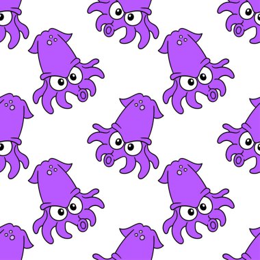 mor mürekkep balığı desensiz tekstil izi. tekrarlanan kalıp arkaplan tasarımı