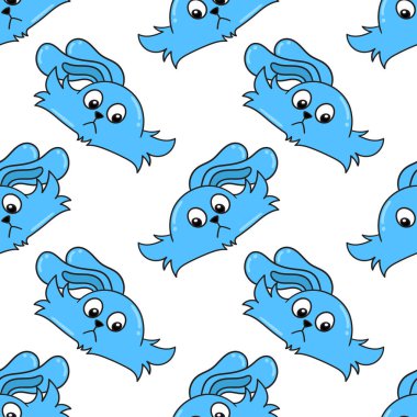 Mavi tavşancık, dikişsiz, tekstil desenli. tekrarlanan kalıp arkaplan tasarımı