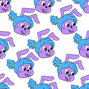 Gülümse, dişi tavşan desensiz tekstil izi. tekrarlanan kalıp arkaplan tasarımı