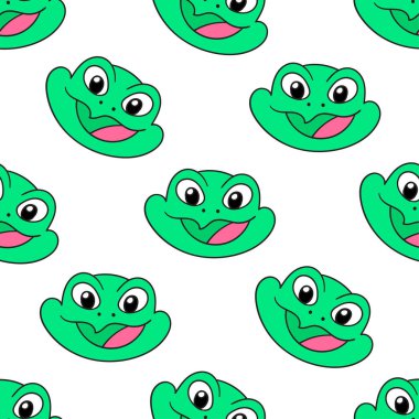 yeşil gülüşlü kurbağa dikişsiz tekstil izi. tekrarlanan kalıp arkaplan tasarımı