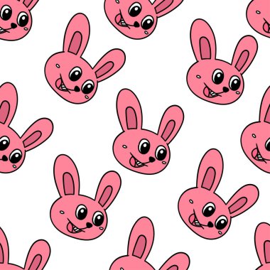 Mutlu tavşan evcil hayvan desensiz tekstil baskısı. tekrarlanan kalıp arkaplan tasarımı