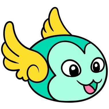 Süper kahraman tarzı şirin yaratıklar. Karton simge. karalama simgesi çizimi