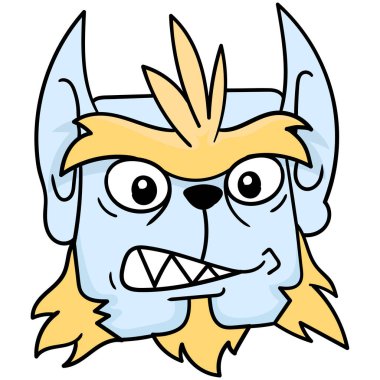 vahşi suratlı goril kral logosu. Karton simge. karalama simgesi çizimi