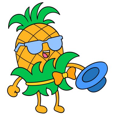 havalı bir ananas sahneleniyor, doodle icon image kawaii