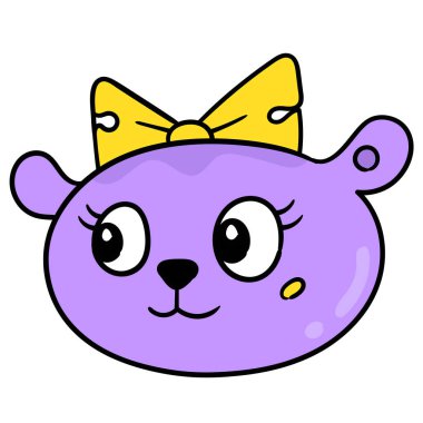 Gülümse dişi ayı kafası. Karton simge. karalama simgesi çizimi