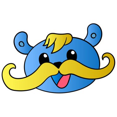 Kalın bıyıklı, gülümseyen bir ayı. Karton simge. karalama simgesi çizimi