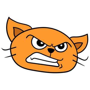Kızgın suratlı kedi evcil hayvanı. karalama simgesi çizimi