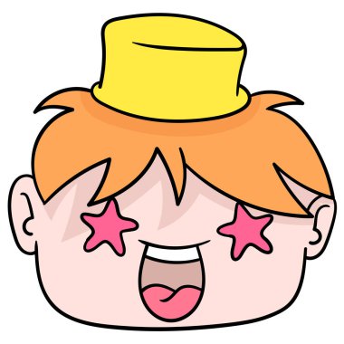 Yıldız bakışlı bir çocuk kafası hayranlık uyandırır. karalama simgesi çizimi