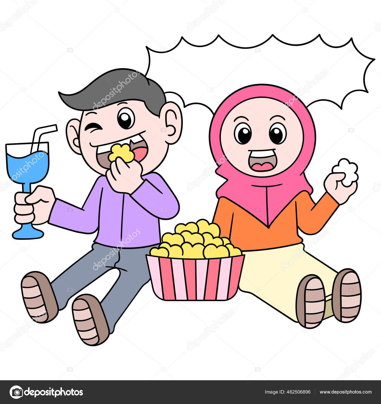 Gambar Kartun Anak Muslim Makan Bersembunyi