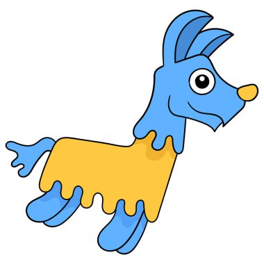 Şirin mavi lama doldurulmuş hayvan. karalama simgesi resmi kawaii