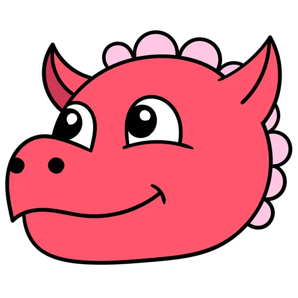 Cabeça Dragão Vermelho Com Sorriso Feliz Desenho Ícone Doodle — Vetor de Stock