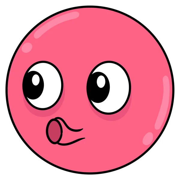 Pink Ball Head Lips Doodle Icon Drawing — 스톡 벡터