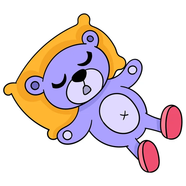 Urso Roxo Estava Dormindo Doodle Ícone Imagem Kawaii — Vetor de Stock