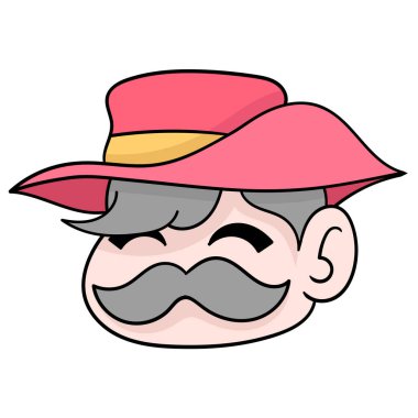 Yaşlı şerifin başı. Nazik yüzlü, karalama ikonu çizen.