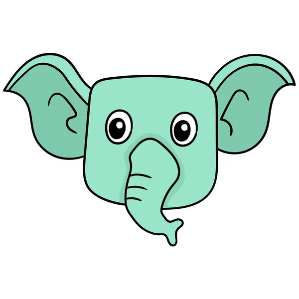 Ελέφαντας Κεφάλι Μακρύ Proboscis Αντιμετωπίζουν Χαμογελώντας Ευτυχώς Ζωγραφιά Εικονίδιο Doodle — Διανυσματικό Αρχείο