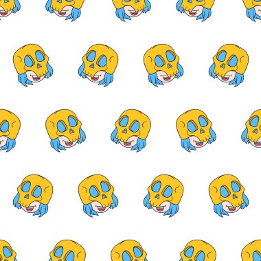 Tebessüm kafatası desensiz tekstil izi. tekrarlanan kalıp arkaplan tasarımı