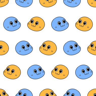 Sevimli gülümseme başsız tekstil desenli iz. tekrarlanan kalıp arkaplan tasarımı