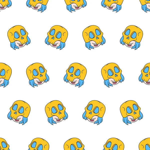 Tebessüm kafatası desensiz tekstil izi. tekrarlanan kalıp arkaplan tasarımı