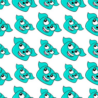 Gülümseyen kedi desensiz tekstil izi. tekrarlanan kalıp arkaplan tasarımı