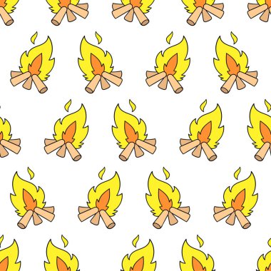 Kamp ateşi dikişsiz tekstil izi. tekrarlanan kalıp arkaplan tasarımı