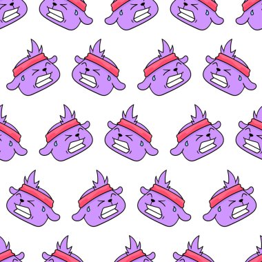 Yorgun ayı yüzü dikişsiz tekstil izi. tekrarlanan kalıp arkaplan tasarımı